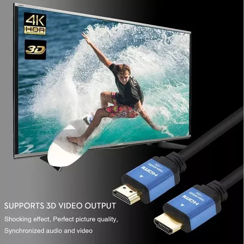 CABLE HDMI SANTOFA ELECTRONICS 4K ULTRA HD ALTA VELOCIDAD 3D 2 METROS 2160P  ENMALLADO
