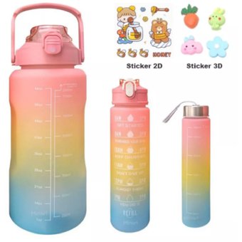 Botellas Deportivas para Agua, 3 Tamaños con Tapa Hermetica. Motivacional  Kawaii Multicolor Anti-derrames, Vaso Termico