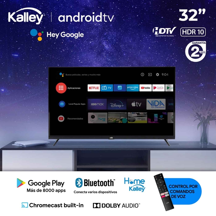 TV KALLEY 32 Pulgadas 81 cm ATV32HD HD LED Smart TV Andro
