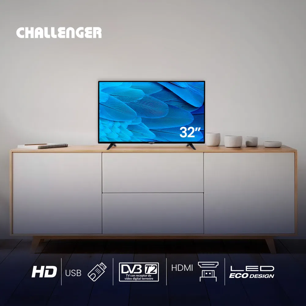 Televisor 32 Challenger 80 Cm HD LED Plano Smart TV