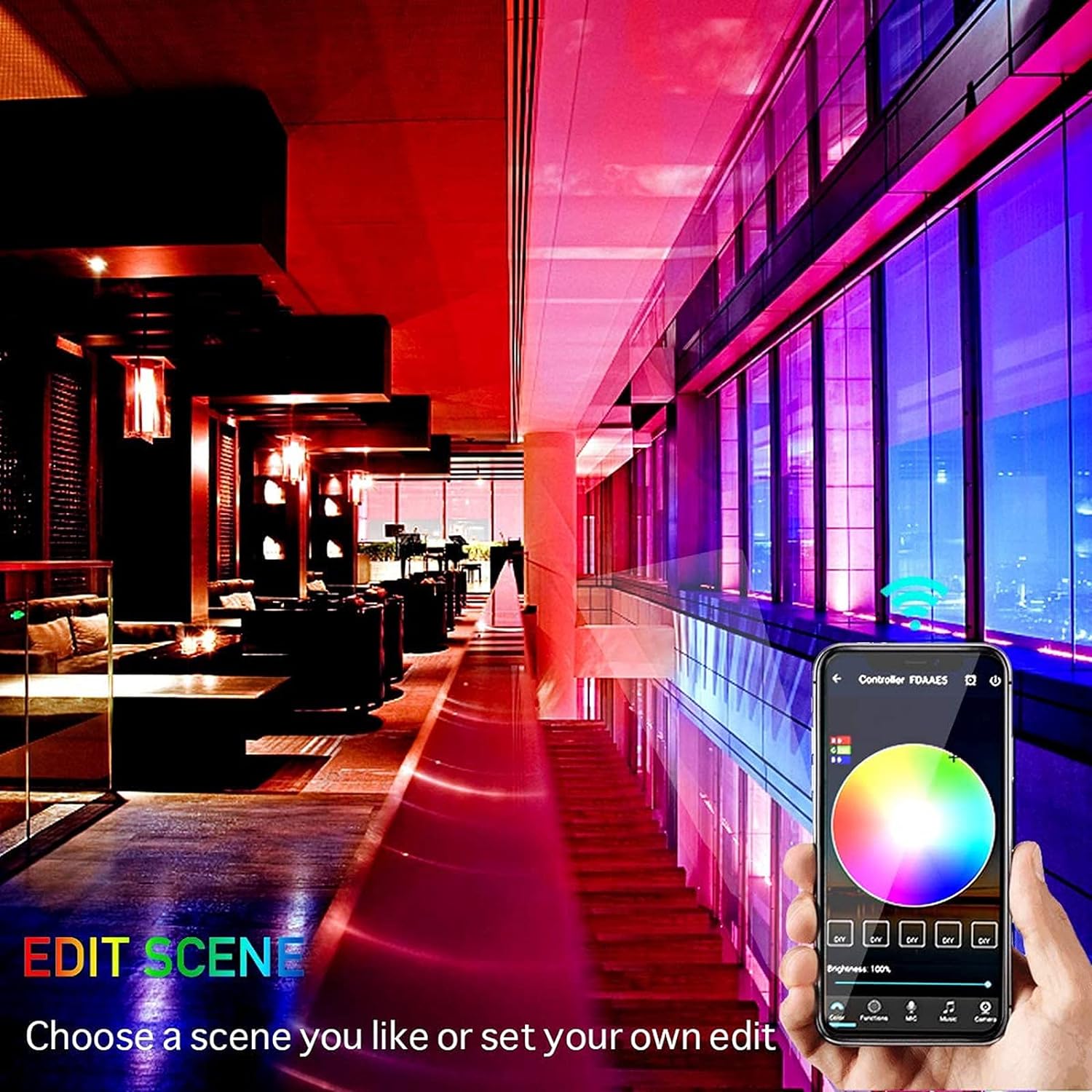 Luces Led Bluetooth,10 Metros (5 Metros + 5 Metros) Tira Led,Mult-Colores Tiras  Led de Luz Led Sync to Música con Control Remoto y App del Teléfono  Inteligente Compatible con iOS y Android