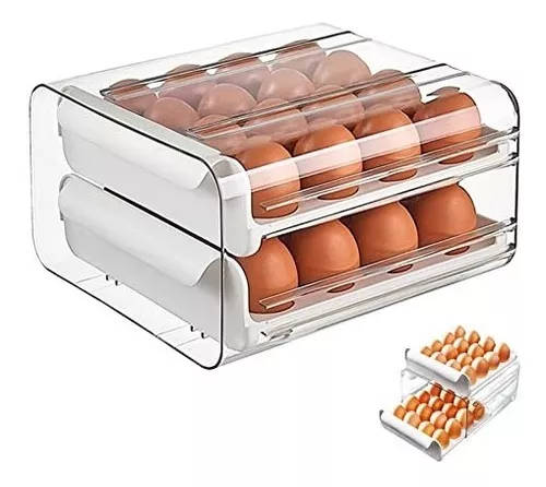 Soporte giratorio para huevos de 30 rejillas, organizador de huevos de  nevera de 3 niveles, ahorro