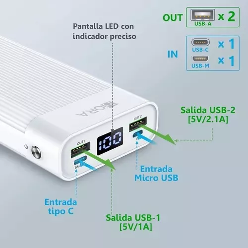 Power Bank Batería Portátil 20.000mah Real Universal Gar159