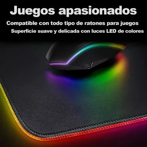 Mouse Pad Alfombra Gamer Luces Rgb Antideslizante