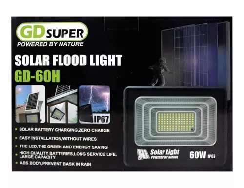 Reflector Lampara Led Panel Solar Exterior 60w Gd-60h