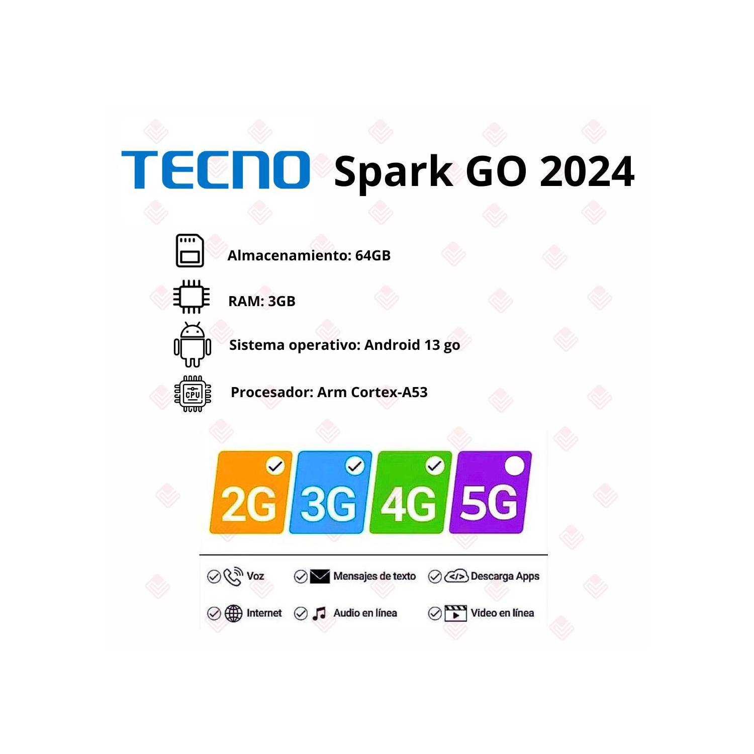 Celular Tecno Spark Go 2024 64GB/3GB RAM - Negro