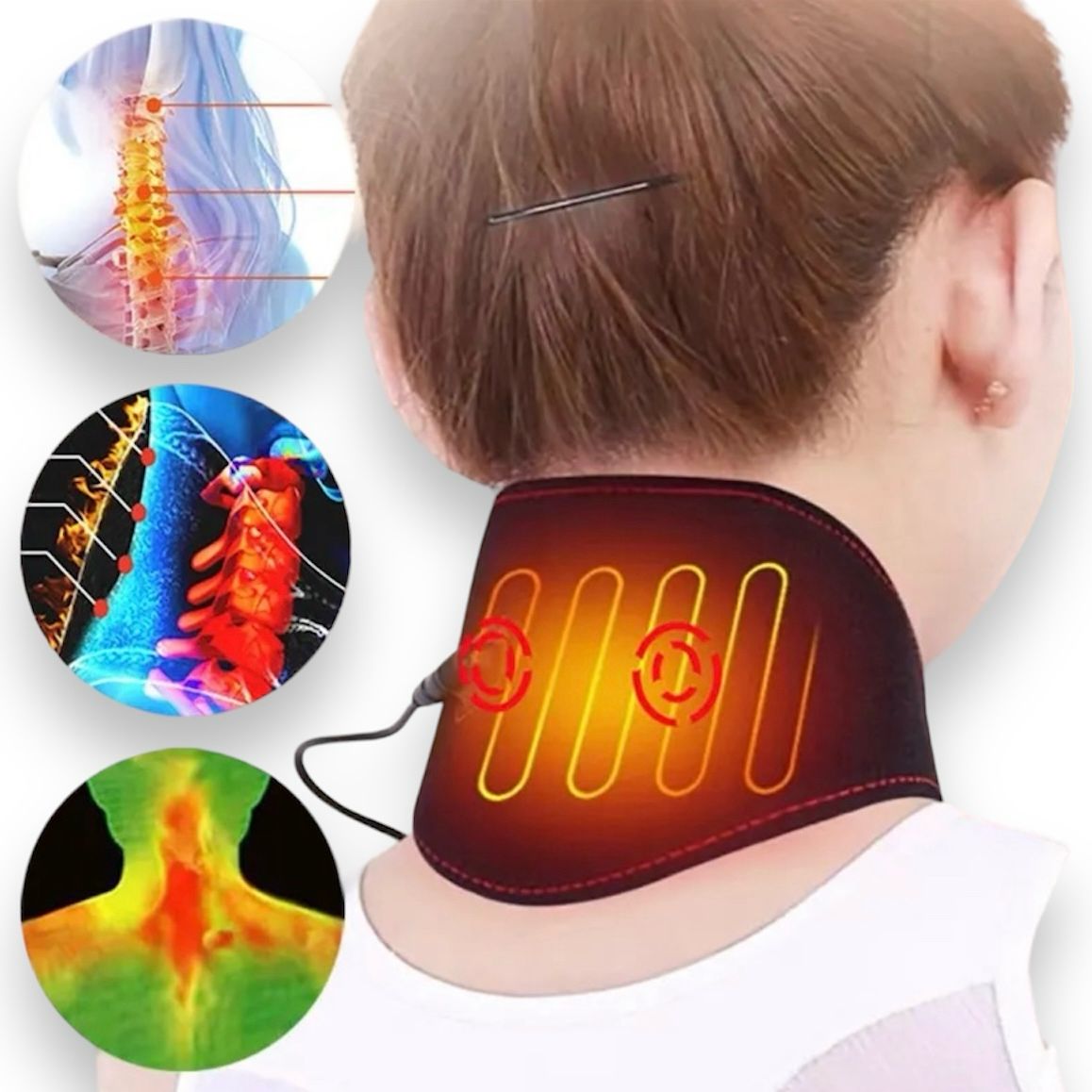 MASAJEADOR DE CUELLO INALÁMBRICO DE GIMNASIA PASIVA 3D CON 2 ELECTRODOS  ADICIONALES 💆🧘🛀