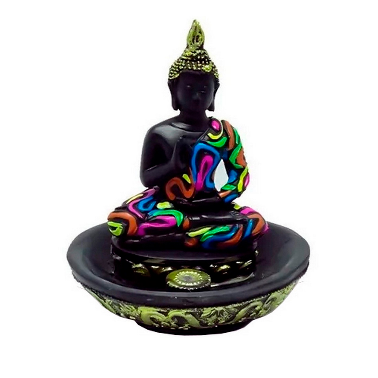 Buda Sentado Porta Incienso Multicolor Meditacion Decoracion
