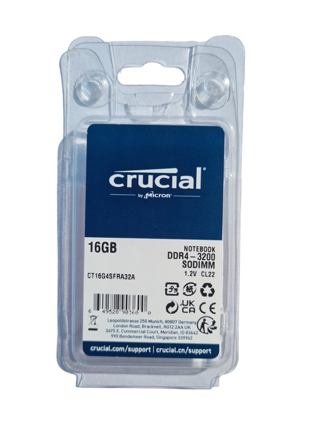 Memoria Ram 16gb Ddr4 Crucial 3200mhz para portátil CT16G4SFRA32A