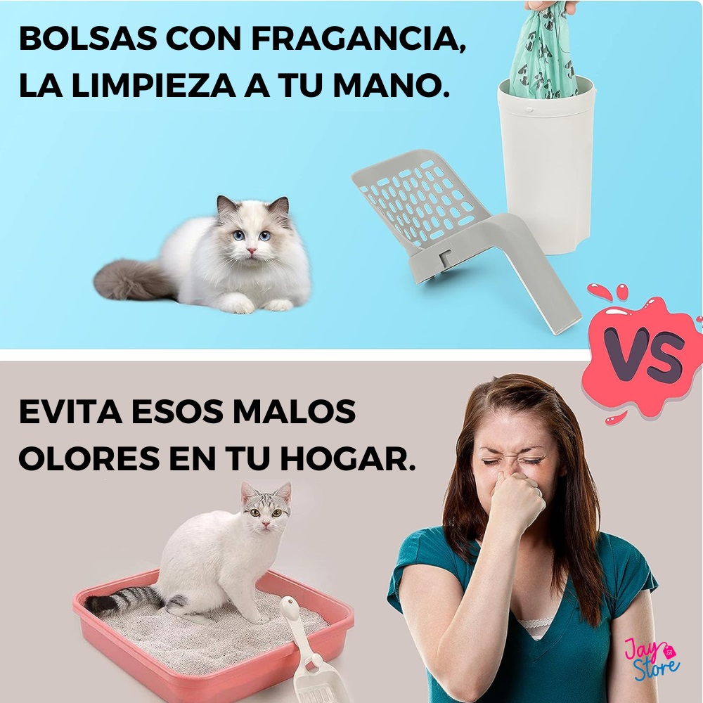 Arenero para Gato con Pala diseño Gato Semicerrado Original