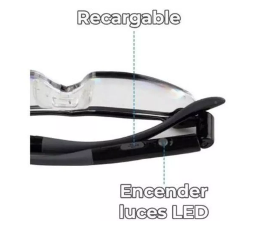 Gafas de Lupa con Luz LED para Trabajo Cercano Joyería Relojería