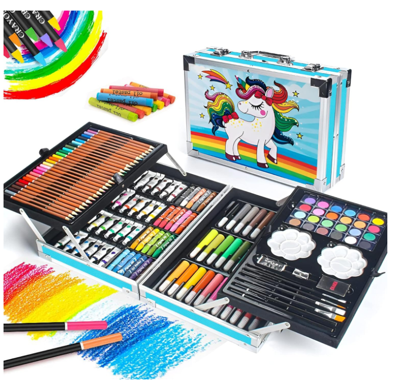 Set De Arte Colores Para Niños Creativo 68 Pcs Estuche Madera