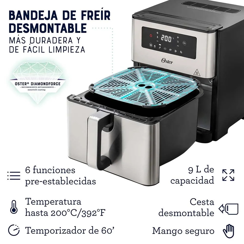 Horno con Freidora de Aire Antiadherente DiamondForce