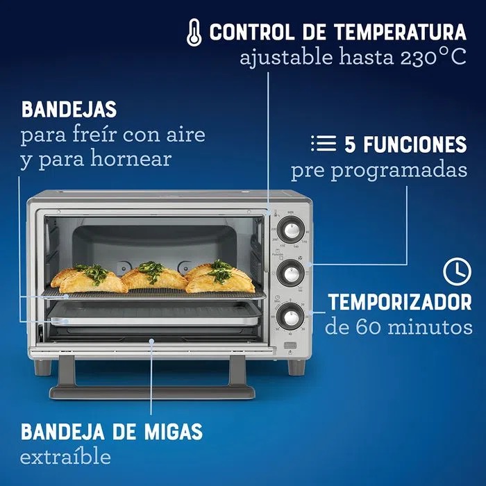 Horno Air Fryer 4 en 1 / 25 litros Horno, Freidora de aire y